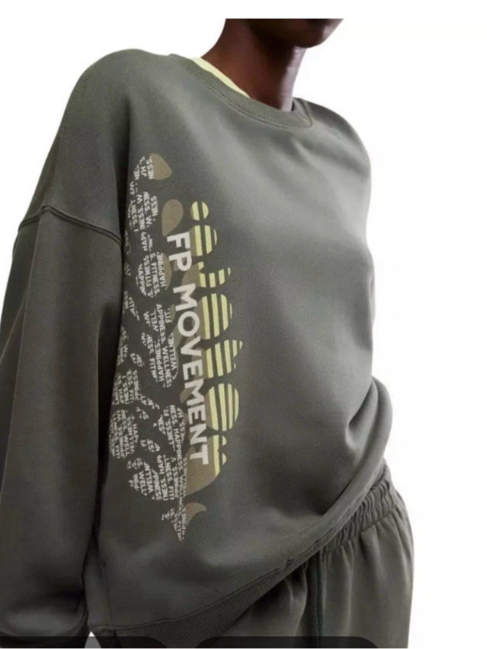 FP Movement Olive Green Graphic Crewneck Sweater